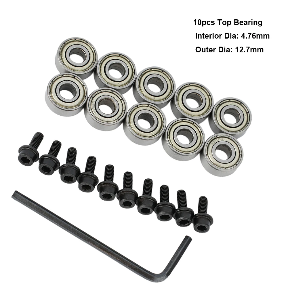 10x Router Bits Top Mounted Ball Bearings Guide For Router Bit Bearing 12.7mm Milling Cutter Heads Repairing Replacement