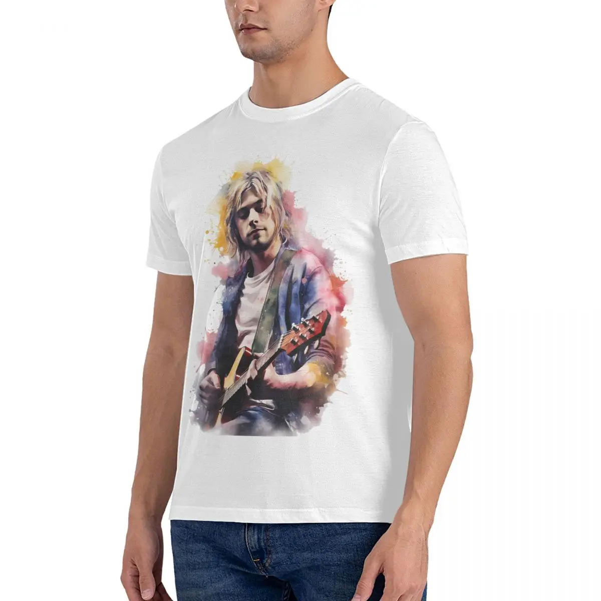 Rock Music T Shirt for Men Pure Cotton Novelty T-Shirts O Neck K-Kurt Cool Cobain Tees Short Sleeve Clothing 4XL 5XL