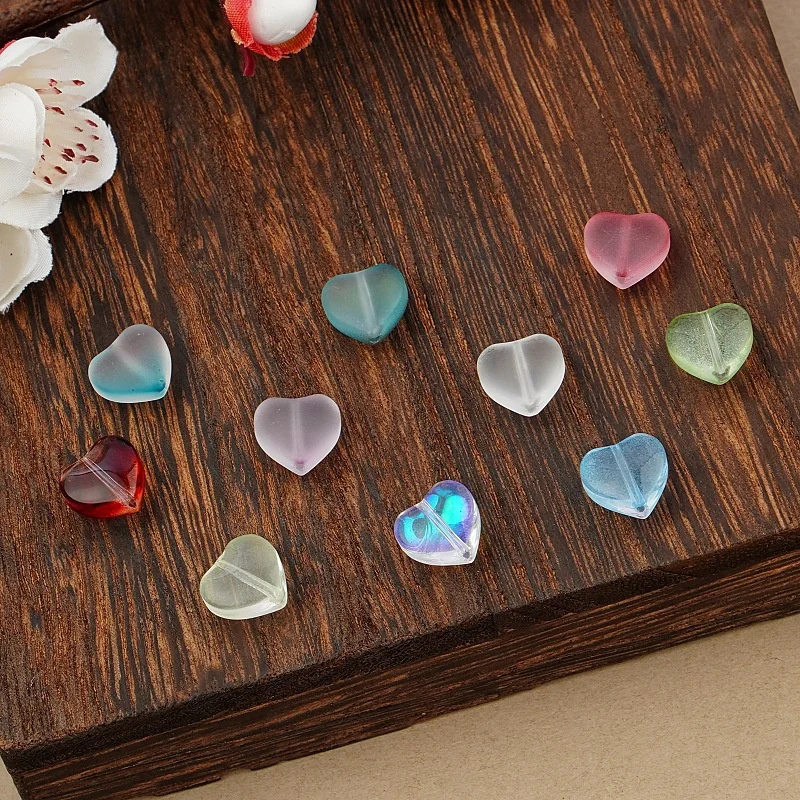 11MM Heart Shape Crystal Beads Charms Multi Color Glass Spacer Beads Bracelet Making Departments DIY Jewelry Accessories Fitting