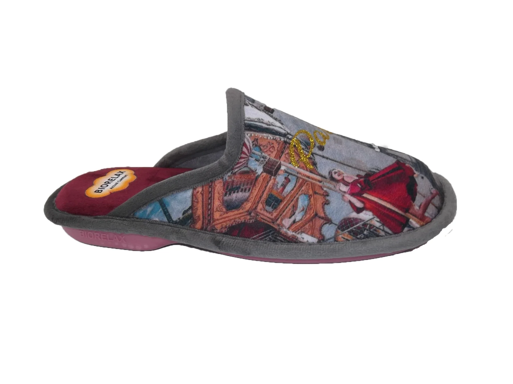 House/woman Slipper/Biorelax/instep: Grenoble/Sole: rubber anti-slip/air chamber/Paris Print