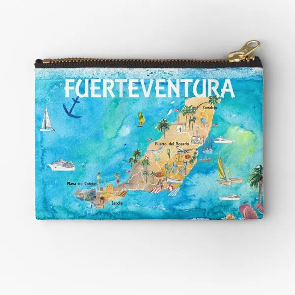 Fuerteventura Canarias España bolsas con cremallera ilustradas bolsillo cartera pura pequeña bolsa de almacenamiento para mujer calcetines cosméticos moneda