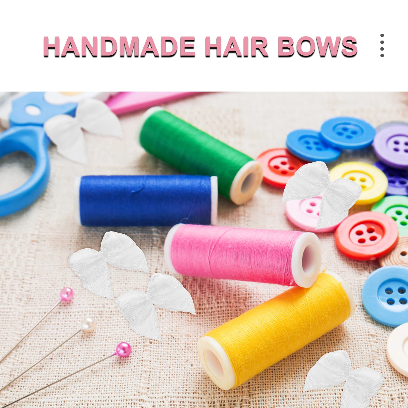 

60pcs Bows Pink Small Flower Ribbon Kids DIY Accessories Baby Girl Bow Ornaments Gifts Party Decorations Long