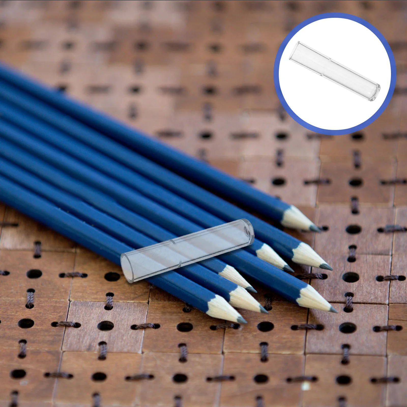 

100pcs Pencil Cap Extender: Transparent Plastic Holder For Short Pencils Clear Stationery Supply School Office Home Teaching