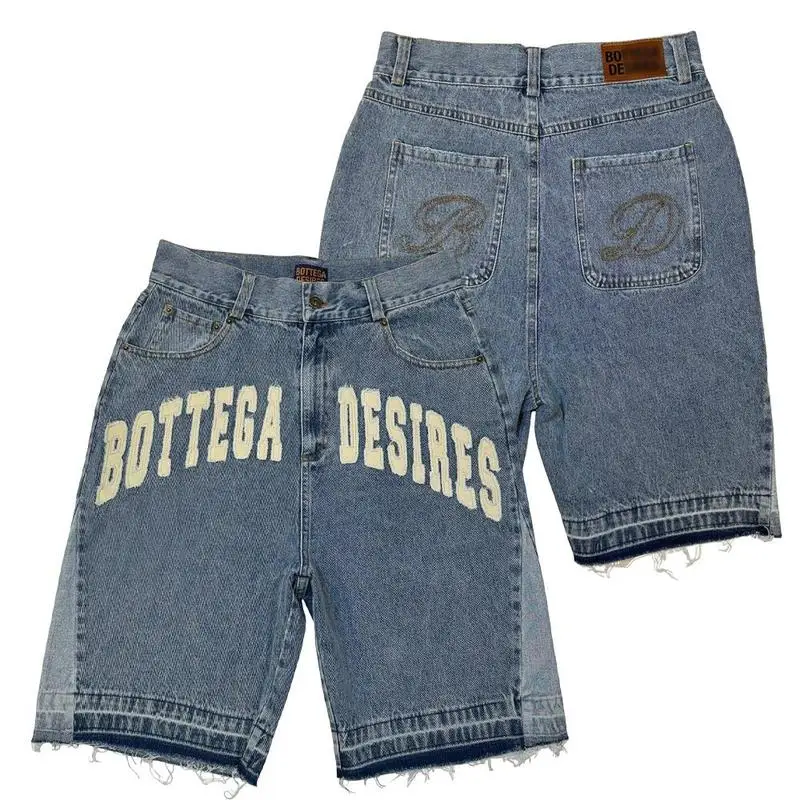 

2025 BOTTEGA DESIRES Letter Loose Jeans for Men and Women High Street Fashion Loose Denim Shorts Y2k Harajuku Style