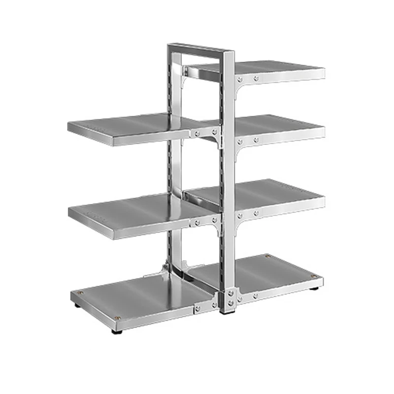 Stainless steel kitchen storage rack, multi-layer adjustable cooker storage rack, household multi-functional storage rack