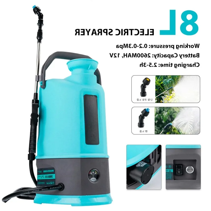 8L Garden Sprayer Electric Sprayer High-pressure New High-power Agriculture, Forestry Orchard Irrigation Sprayer 0.2-0.3Mpa