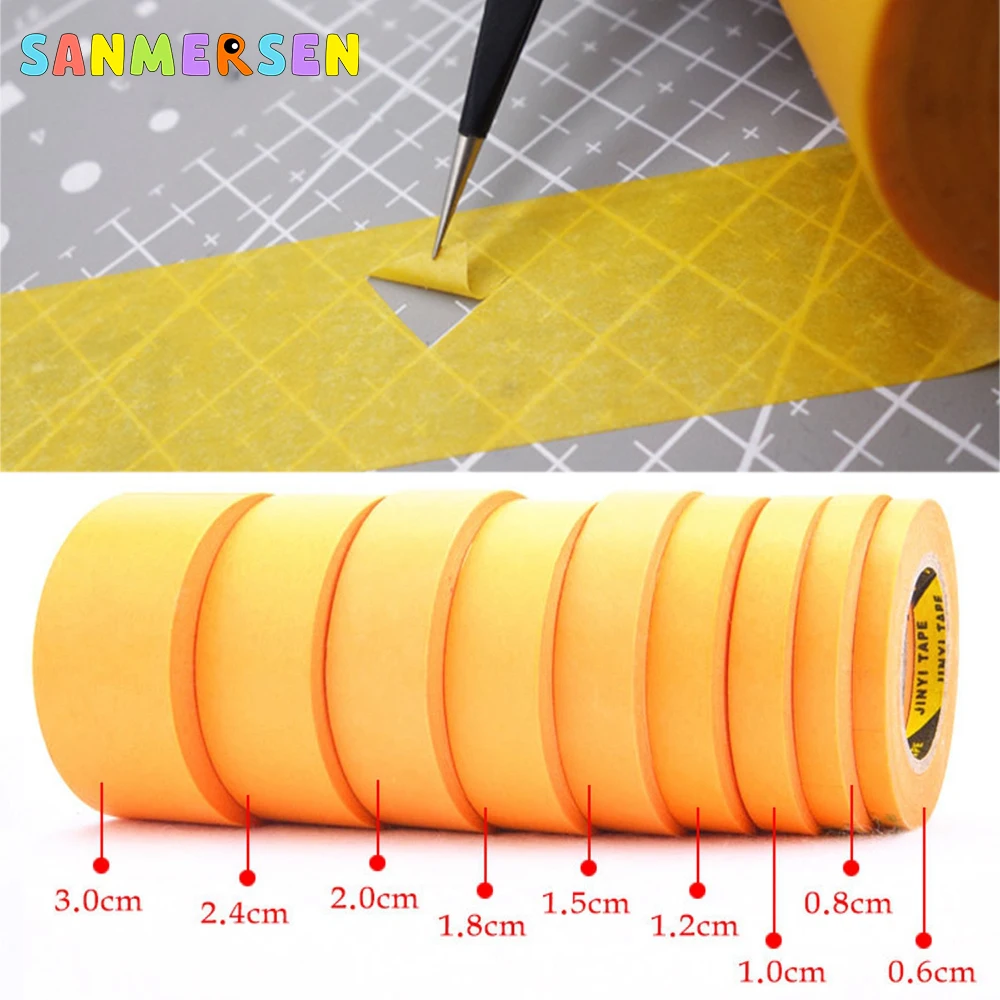 4/6/9 Rolls Masking Tape Yellow 6/8/10/12/15/18/20/24/30mm Model Coloring Painting Masking Tape Spray Paint Masking Art Stickers