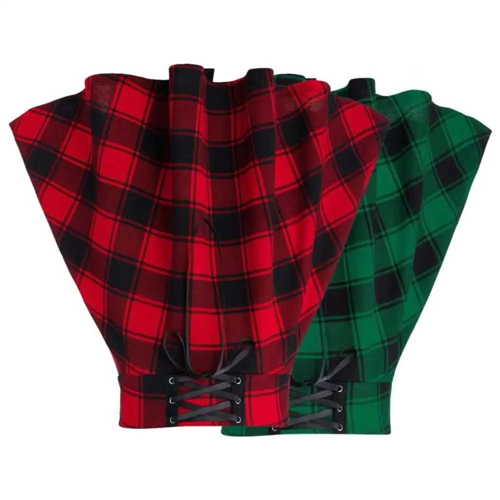 Women Plaid Print Mini Skirt Elastic High Waist Skater Skirt A-Line Spring Autumn Girl Hip Hop Style Skirt Clubwear