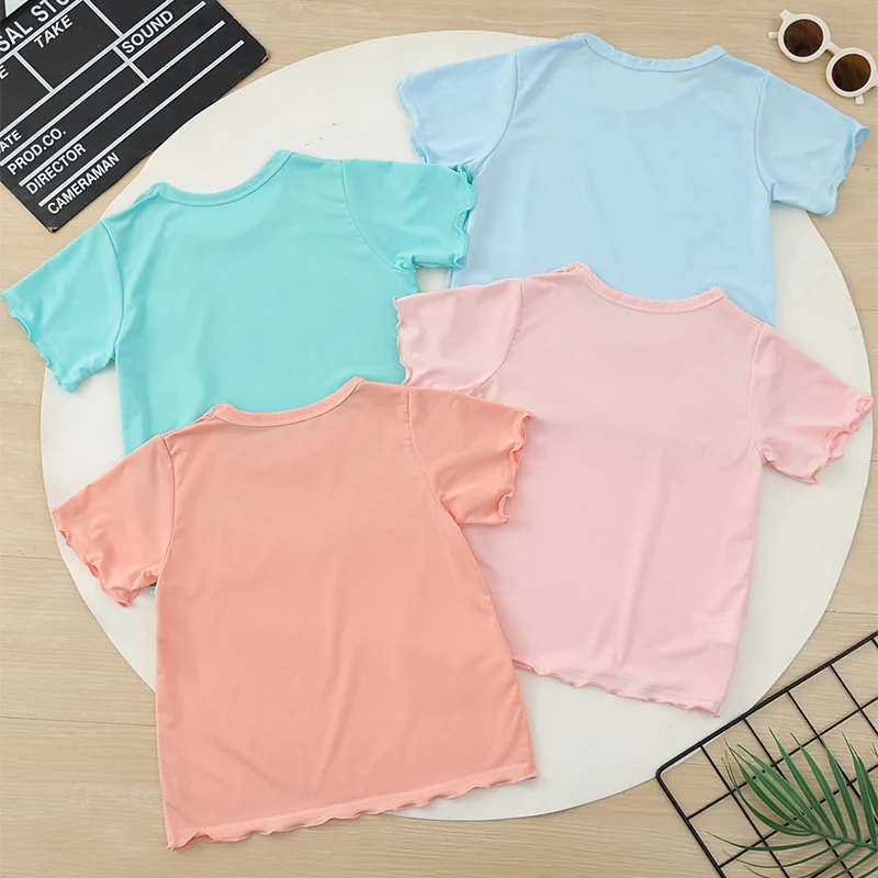 4/1 Pieces Summer Girl Sweet And Lovely Fungus Wavy Short Sleeve T-shirt Comfortable And Versatile Soft Casual Top Holiday Style