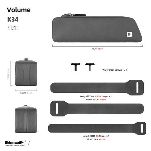 Imagen 2 del producto Rhinowalk-bolsa para tubo superior de bicicleta, funda impermeable con perno montado y correa aerodinámica de arrastre bajo para triatlón, grava, bicicleta de montaña y carretera