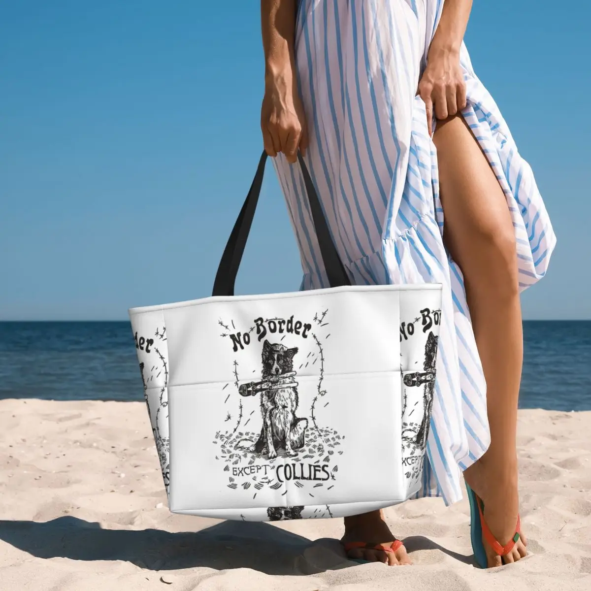 

No Border Except Collies Beach Tote Bag Sport Gym Yoga Duffle Large Tote Bag Women Travel Bag Fitness bag