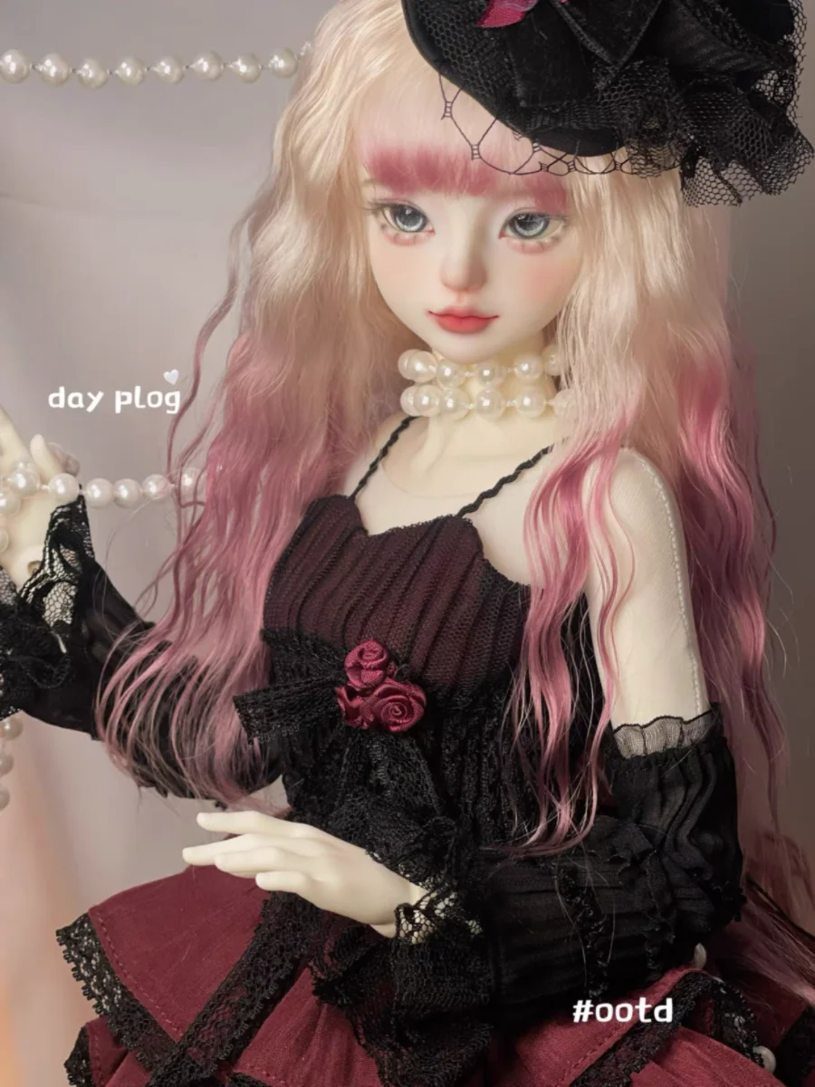 Handmade 1/3-1/6 Mohair Doll Wigs Dollhouse Vintage Curly/Ombre Bangs/Semi-Updo Luxury Photoshoot Ready BJD Accessories