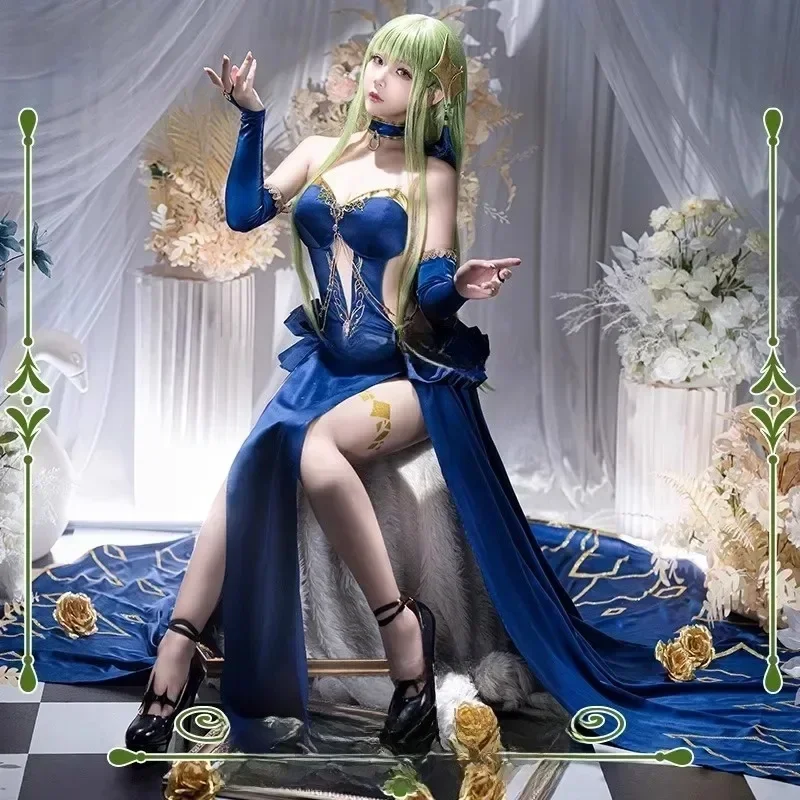 

Code Geass C.C. Cosplay Costume Anime Role Play Outfit Elegance Long Dress European And American Style Clothes for Halloween