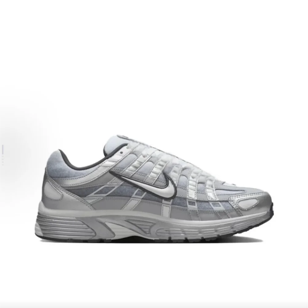Nike P-6000 Fashion Comfort Fabric Leather Durable Low-Top Casual Running Shoes Men's Silver Grey IH4465095