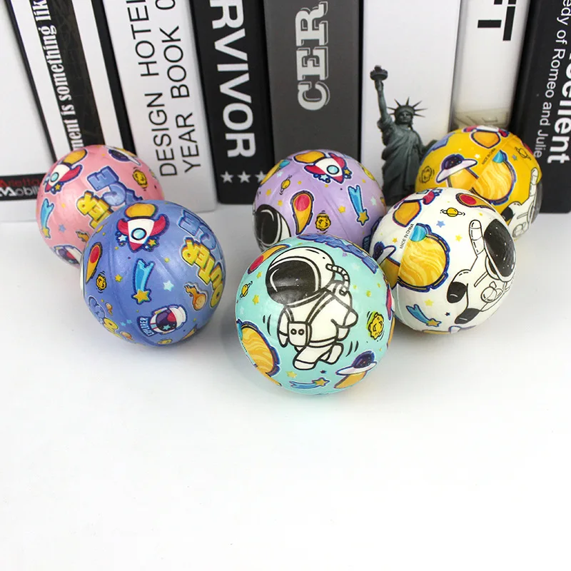 6Pcs Cute Outer Space Astronaut Bouncy Balls Jumping Elastic Rubber Balls Kids Birthday Party Favors Goodie Bag Pinata Filler