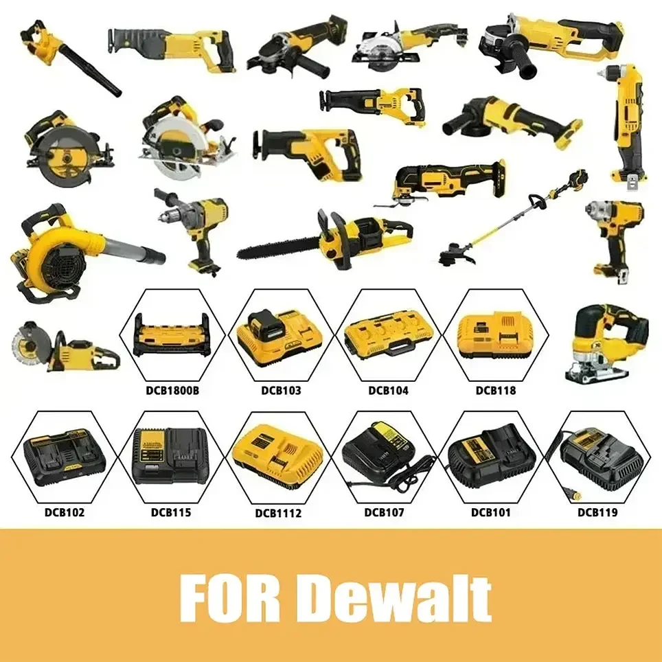 Bateria de lítio para ferramentas elétricas DeWalt, 18V, 5Ah, 6Ah, 8Ah, 18650, DCB184, DCB200, conjunto de ferramentas elétricas recarregáveis, 20V,