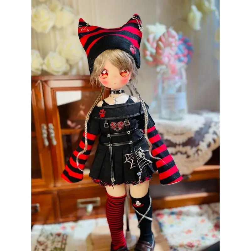 

Одежда для куклы BJD, подходит для размера 1/4, черный полосатый тюремный Кот, аксессуары JK костюм куклы