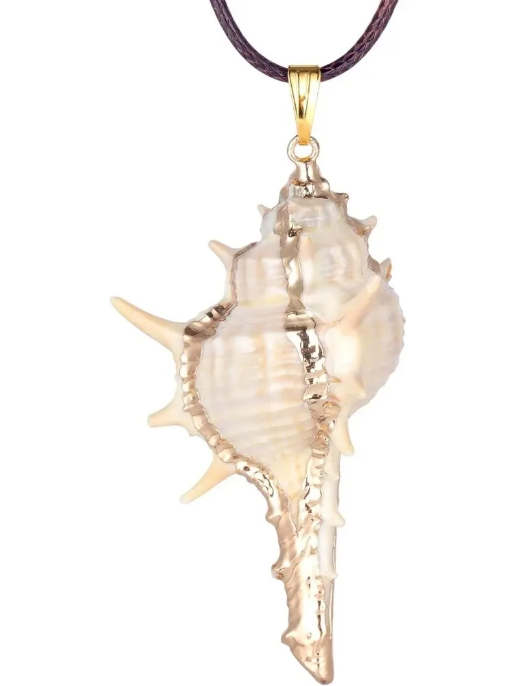

FM42 Natural Seashell Shell Scallop Conch Pendant Necklace with 27' Long Rope Chain (25 Styles)