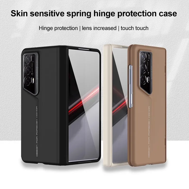 360 Full Protection Hinge Case For Honor Magic V2 RSR Porsche Design Tempered Glass Original Liquid Matte PC Phone Cover