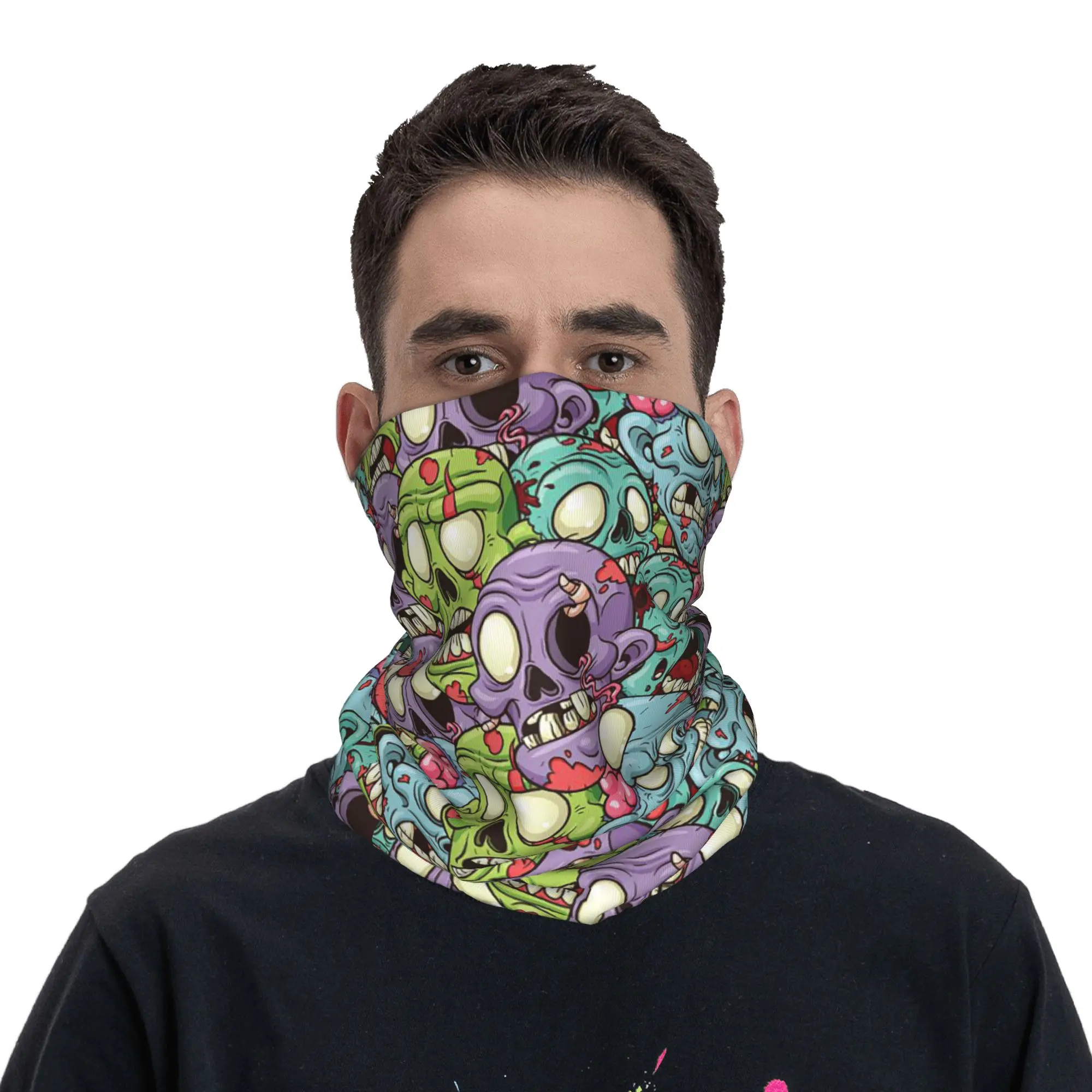 

Zombie-Themed Gothic Horror Design Bandana Neck Gaiter Printed Mask Scarf Balaclava Running for Men Women Adult Washable