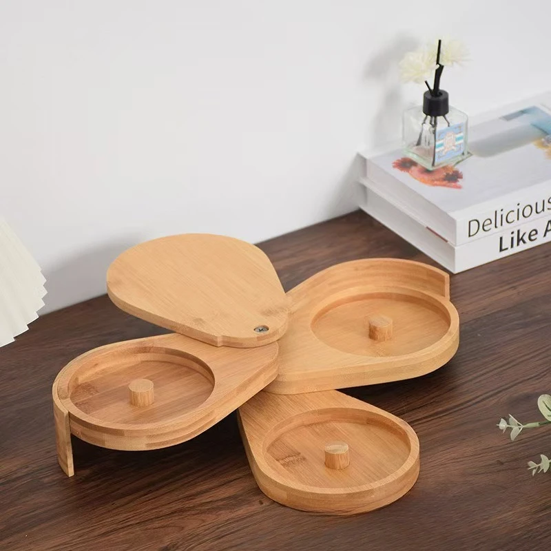 Dreifach drehbare Bar-Party-Utensilien aus Bambus für Saft, Cocktails, Gewürzbox