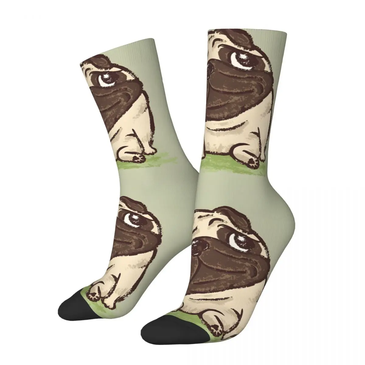 Funny Men's Socks Pug That Relaxes Vintage Hip Hop Novelty Crew Sock Gift Pattern Printed