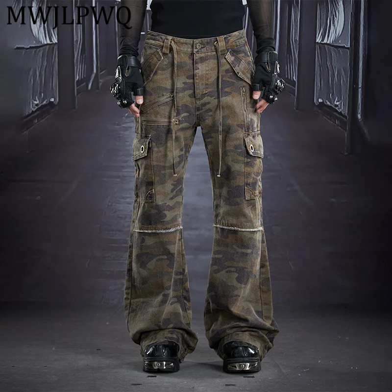 

Мужские брюки MWJLPWQ в американском уличном стиле, деконструктированные, с лоскутным узором, камуфляжные, с множеством карманов, из чистого хлопка, повседневные, модель 13037