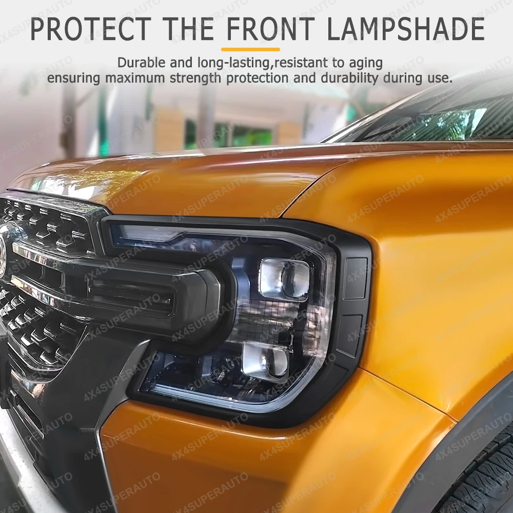 Cubierta protectora de faros delanteros LED para FORD RANGER 2022 2023 T9 Next Gen WILDTRAK SPORT XLT XL XLS