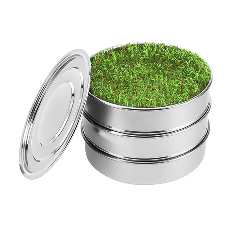 새싹 재배 키트, 스테인리스 스틸 씨앗 발아 키트, 적층형 2단 메쉬 발아 트레이