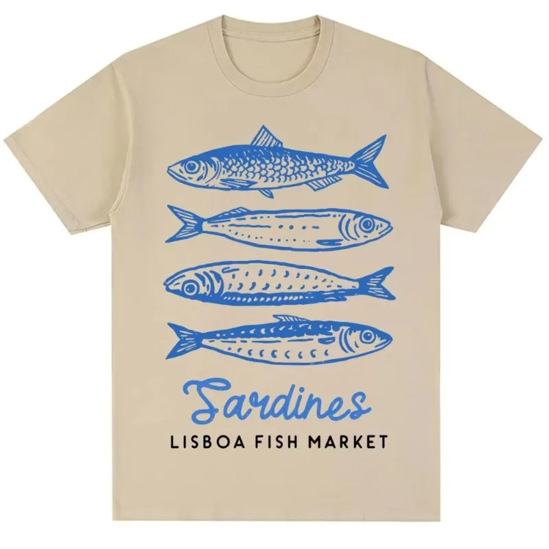 เสื้อยืดลายตลาดปลาตลกๆ แฟชั่นน่ารัก สไตล์ฮาราจูกุ คุณภาพสูง เสื้อยืดผ้าฝ้ายหลวมๆ สบายๆ สำหรับฤดูร้อน ของขวัญ