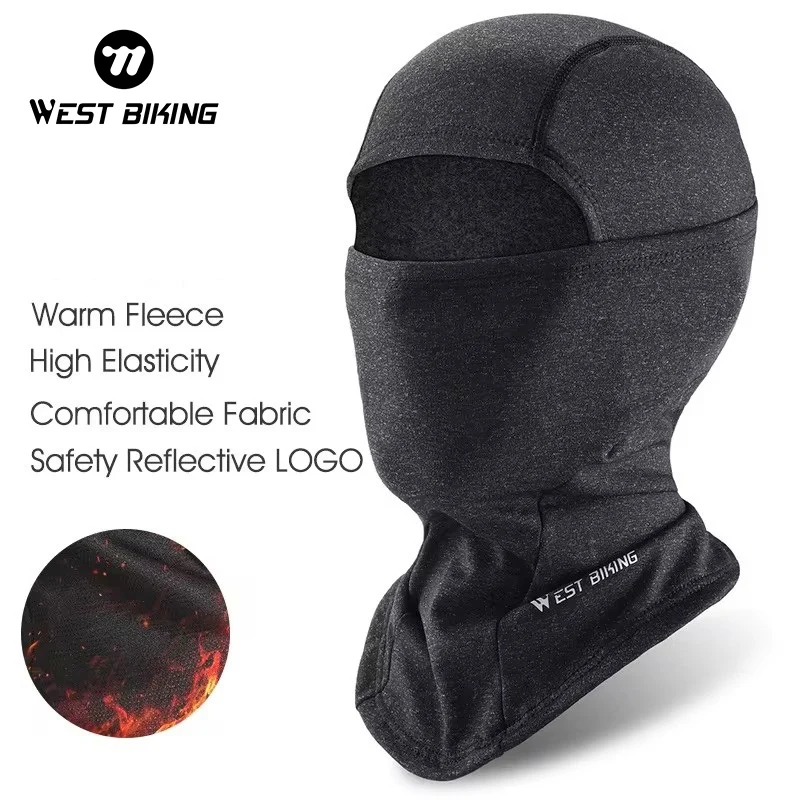 WEST BIKING Winter Fleece Cycling Face Mask Windproof Warm MTB Road Bicycle Full Face Cover Outdoor Men Women Thermal Bike Cap 