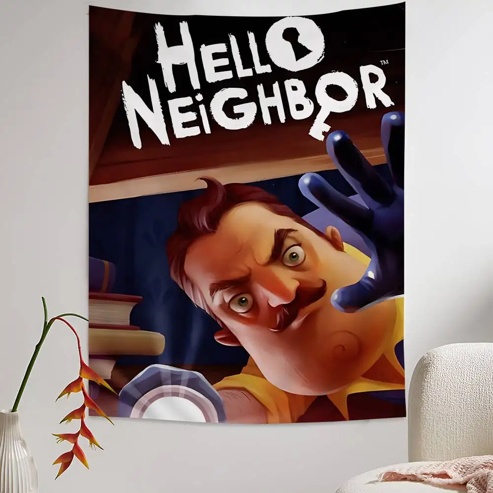 لعبة رعب شعبية مرحبا N-الجيران الكرتون نسيج الفن الخيال العلمي غرفة ديكور المنزل الجدار الشنق ديكور المنزل #4