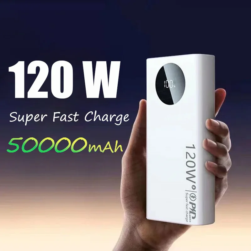 50000mAh Battery Bank Quick Charging Battery Bank 120W Fast Charging Small Battery Pack Lightweight Fast Charging Battery New