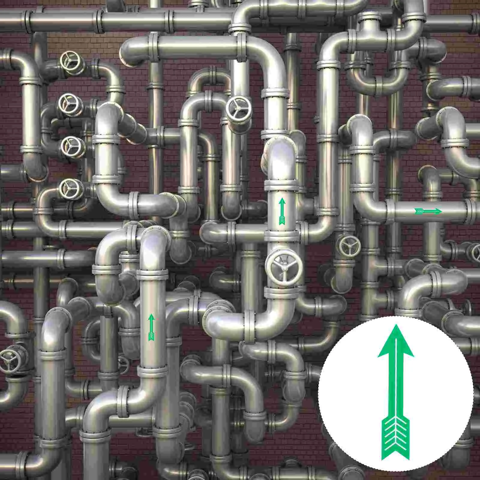 10 Pcs Pipe Identification Arrow Indicating Direction Decals Warning Sticker Caution Stickers Labels Indicator Pipeline Tag