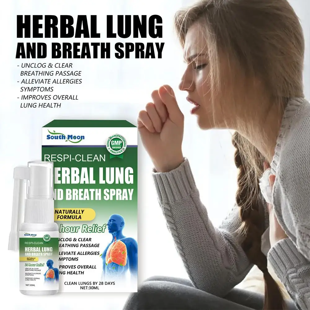 Herbal Lung Cleansing Spray, Breath Detox, Aliviar Dificuldades Respiratórios, Tosse Tratamento da Comichão, Inflammati, 1 3 5X Lot