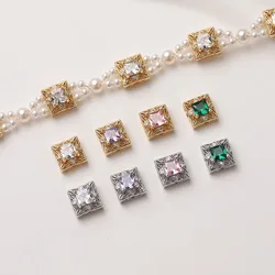 4PCS Dainty Square Beads Spacer Bead for Jewelry Making Bracelet Necklace Supplies DIY 14k Gold Plated 10mm Brass Accessories
