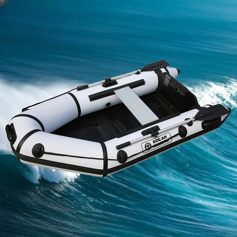 

2.8 M 4 Person PVC Inflatable Assault Boat Speed Kayak Dinghy Canoe Hovercraft with Wooden Floor