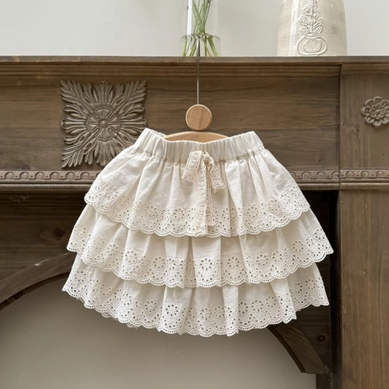 

Cake Skirt Summer New Korean Fashionable Solid Color Simple Cute Sweet Casual All-match Lace Cake Short Skirt