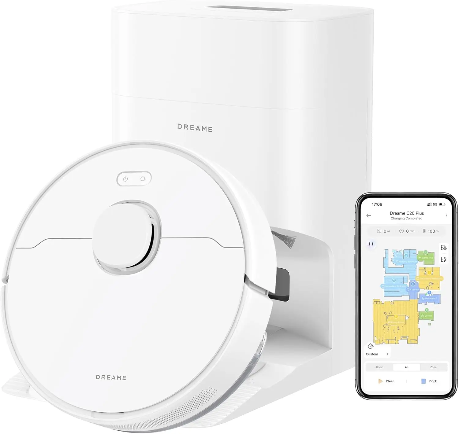 C20 Plus Robot Vacuum and Mop Combo, 90-Day Self-Emptying, LiDAR Navigation, App/Voice Control for Pet Hair/Carpet/Hard Floor