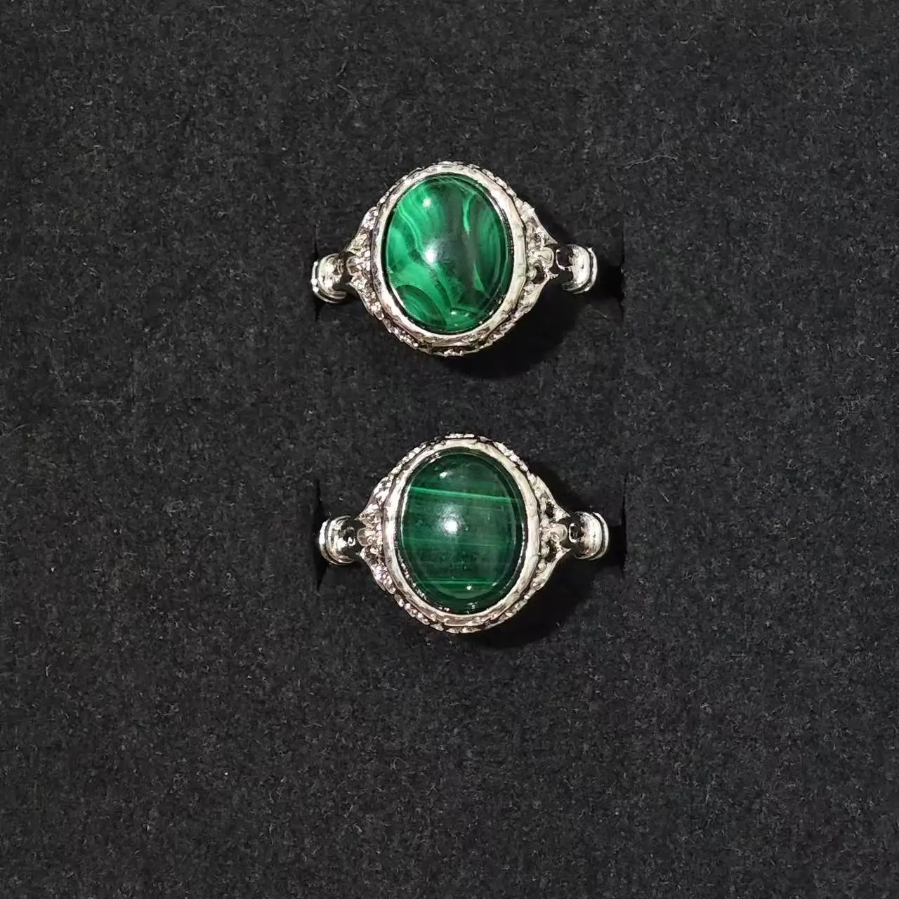 

MM Natural Malachite Ring Adjustable Heart Female Simple Ring Jewelry for Women Gift Wholesale High Quality Vintage Fine