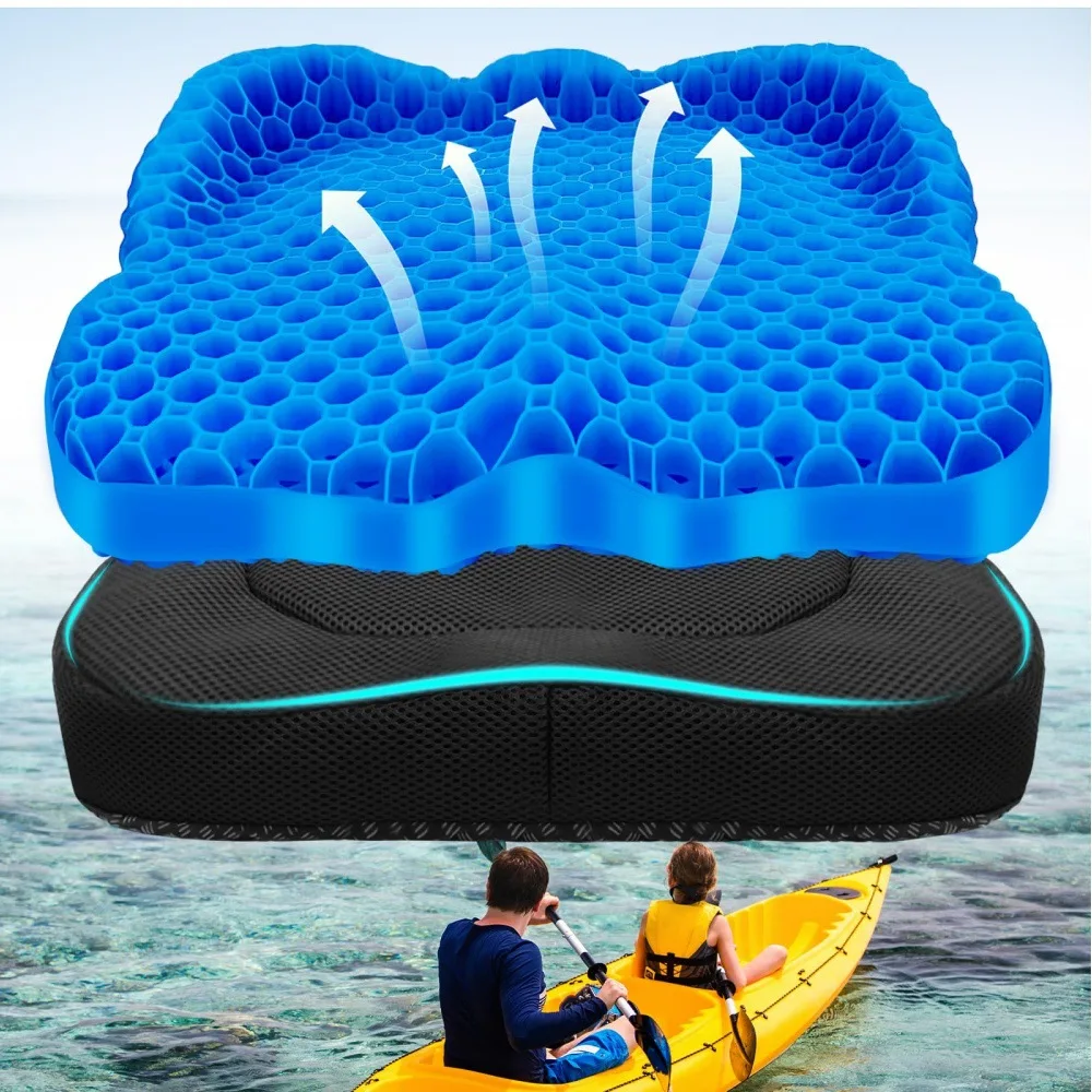 Kanu-Sitzkissen, verdicktes, rutschfestes, wasserdichtes Gel-Kanu-Sitzkissen, tragbares Kanu-Gummi-Kissen für kleine Boote