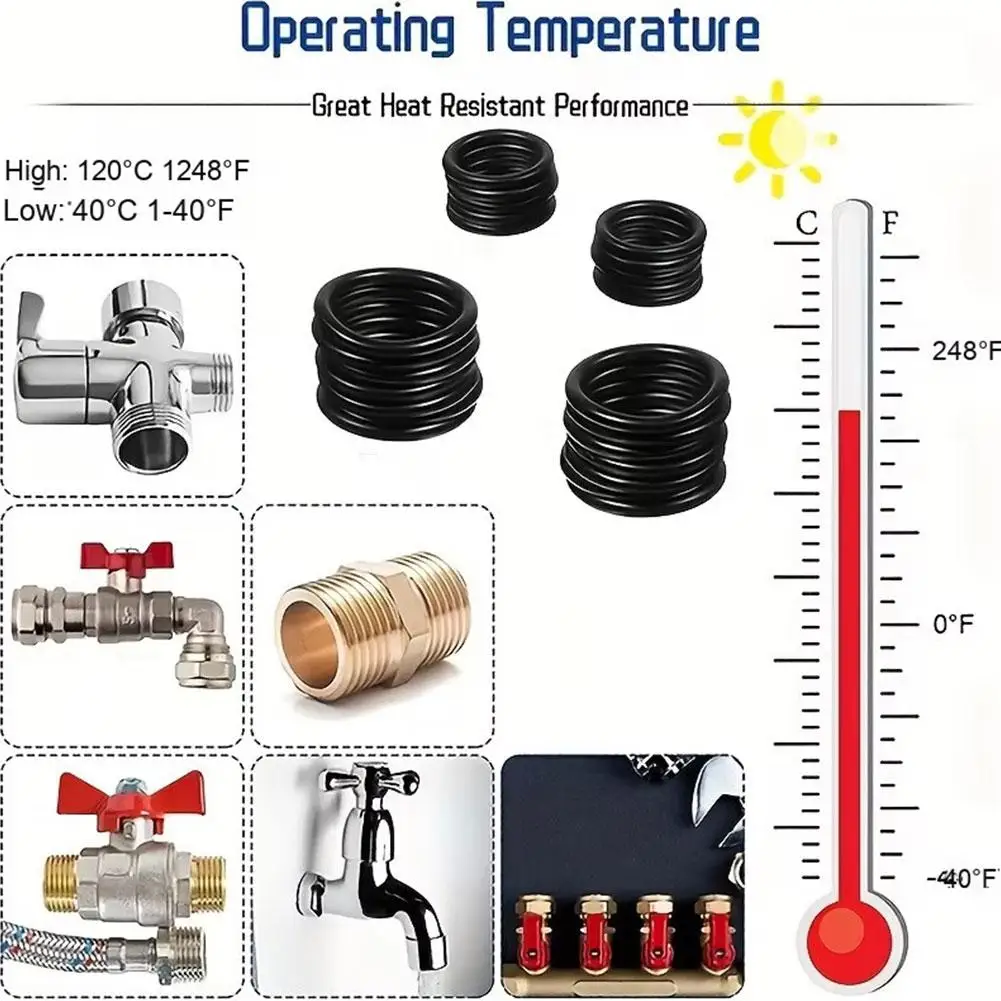 Imagen 3: Kit de Juntas Tóricas Mejorado de 225 Piezas, 18 Tamaños, Juntas Tóricas de Caucho Nitrilo Métricas, Adecuado para Reparación de Vehículos, Grifos, Tuberías, Sellado de Aire o Gas