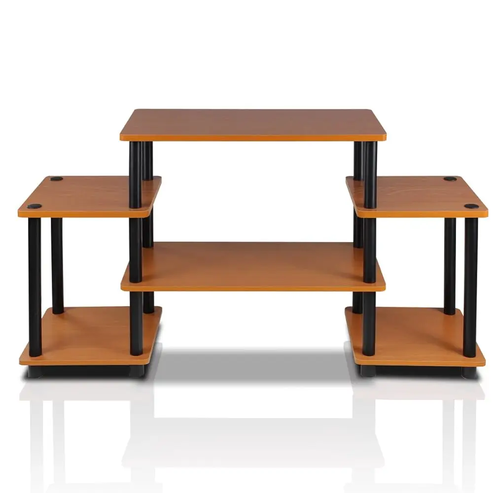 

No Tools Tube Entertainment Center, Light Cherry/Black, Square Corner