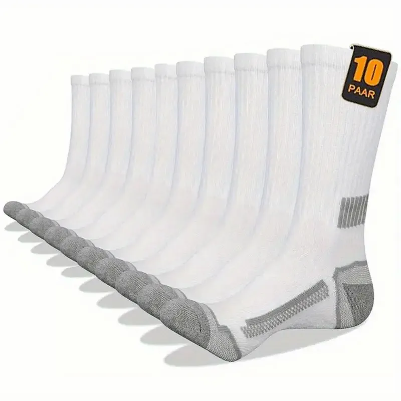 

1/10 Pairs Men's Solid Color Striped Sports Socks Breathable Sweat Wicking Anti-Odor Casual Long Socks