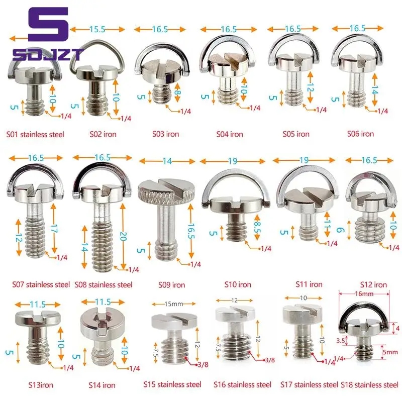 1/4 Inch D-ring Camera Mount Screw Quick Release Plate Adapter Screw For Tripod Monopod Ballhead Dslr Photo Photography Fixed