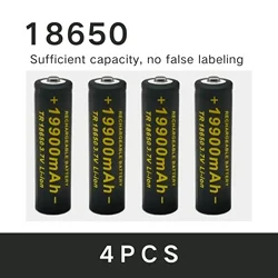 100% New 18650 Rechargeable Battery 3.7V 19900 Mah, Suitable for Flashlights, Etc