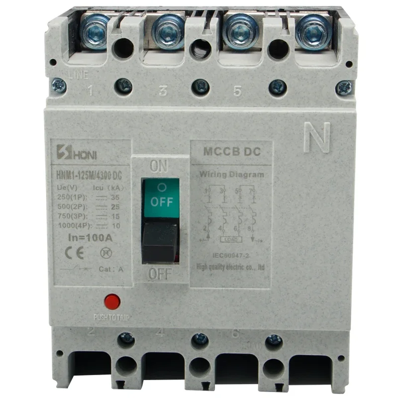 DC 48V 110V 220V 380V 800V 1000V MCCB MOULD CASE CIRCUIT BREAKER