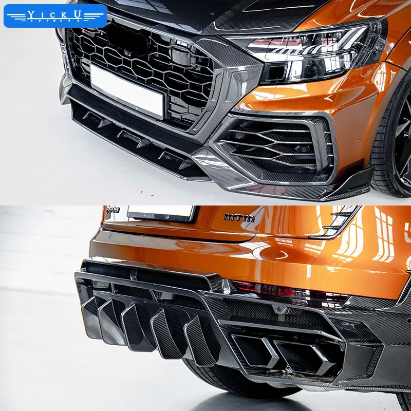 Suitable for Audis RS Q8 modified mansoy carbon fiber car spoiler kit front lip rear  top wing