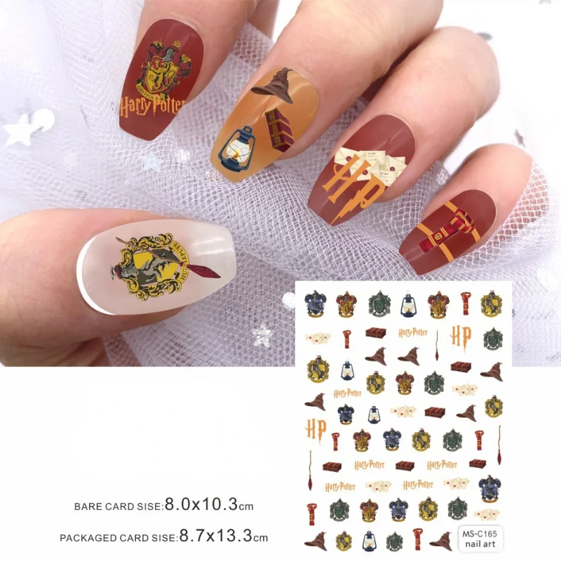 Nail Stickers Harries School Magic Fashion 3d Ultra-thin Glue Back Pottered Decorative Nail Stickers Children\'s Day Gift