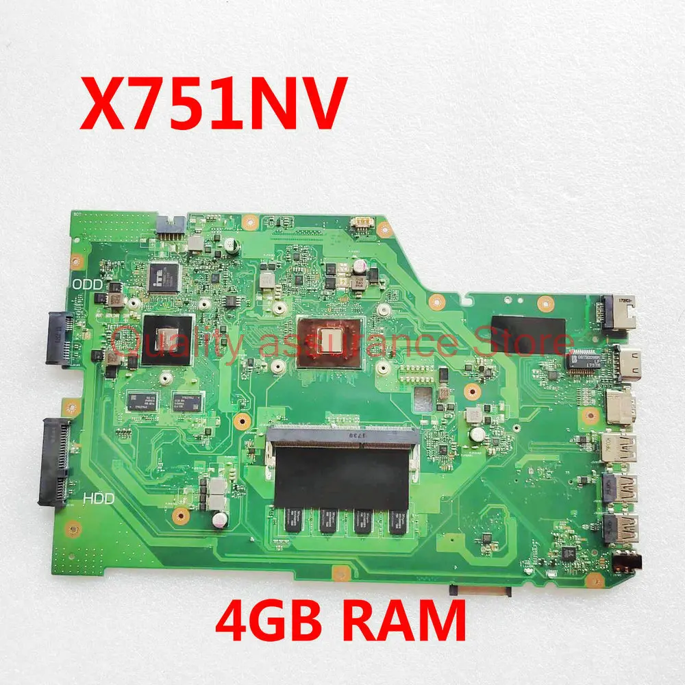 X751NV Mainboard For ASUS X751N X751NC X751NA Laptop Motherboard With N3450  CPU 4GB RAM 920M /2GB